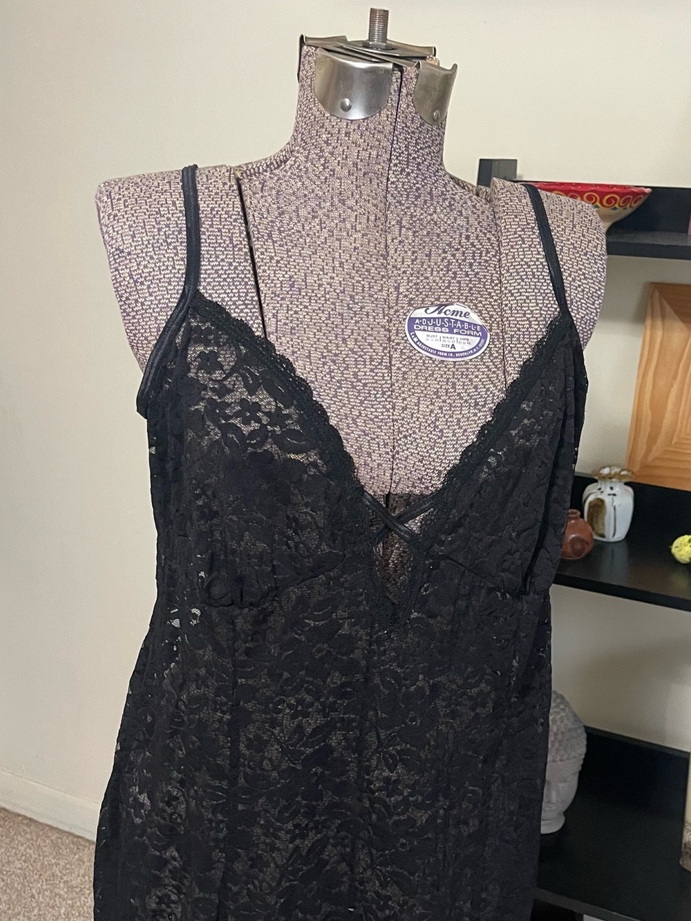 Secret Treasures Black Lace V-Neck Chemise